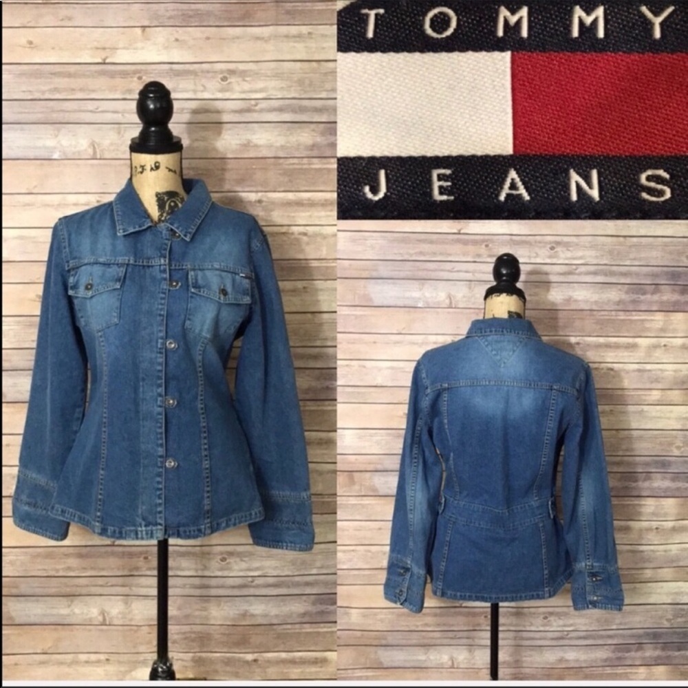 Tommy Hilfiger Medium Blue Denim Jacket with Tailored Seaming